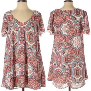 Show Me Your Mumu Kylie Blue Pink Medallion Paisley Mini Dress Sz Small